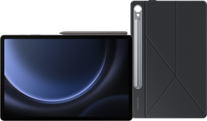 Samsung Galaxy Tab S9 FE Plus 128GB Wifi en 5G Grijs + Book Case Zwart