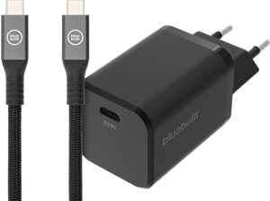 BlueBuilt Power Delivery Universele Oplader 65W + usb C oplaadkabel (2m) Zwart