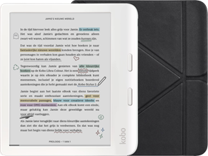 Kobo Libra Colour Wit + BlueBuilt Book Case Zwart