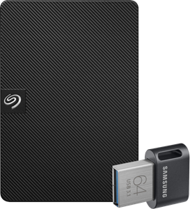Seagate Expansion Portable 1TB + Samsung Fit Plus USB 64GB