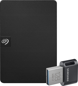 Seagate Expansion Portable 1TB + Samsung Fit Plus USB 128GB
