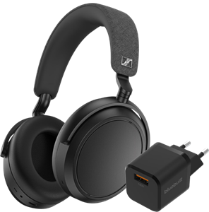 Sennheiser Momentum 4 Wireless Zwart + BlueBuilt Quick Charge Oplader met Usb A Poort 18W