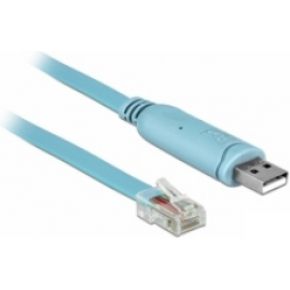 DeLock 63289 Adapter USB 2.0 Type-A male > 1 x Serieel RS-232 RJ45 male 3,0 m blauw