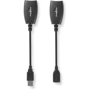 Nedis Actieve USB-Kabel | USB 1.1 | USB-A Male | RJ45 Female | 12 Mbps | 0.20 m | Rond | Vernikkeld | 