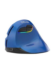Delux Wireless Vertical Mouse M618Mini BT4.0 + 2.4Ghz 4000DPI RGB (blue) - Ergonomische muis - 6 knoppen - Blauw