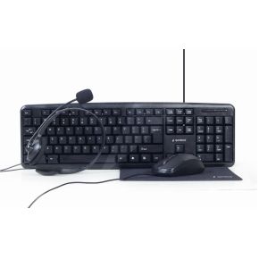 Gembird KBS-UO4-01 - 4-in-1 office kit - keyboard mouse headset and mouse pad set - QWERTY - US - Keyboard, mouse, headset and mouse pad set - Engels - VS - Zwart