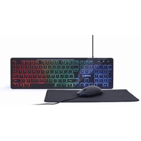 Gembird KBS-UML-01 - Toetsenbord Muis and Muismat set - US - Keyboard, mouse and mouse pad set - Engels - VS - Zwart