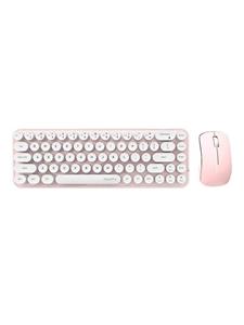 Mofii Wireless keyboard + mouse set Bean 2.4G (White-Pink) - Keyboard and mouse set - Roze
