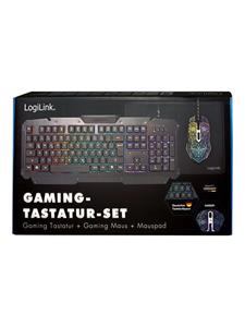 Logilink Gaming-Set Toetsenbord Muis and mouspad - Gaming toetsenbord - Duits - Zwart