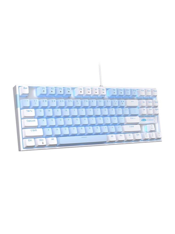 MageGee MK-STAR Wired Keyboard - White and Blue - Gaming toetsenbord - Wit