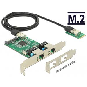 DeLOCK Converter M.2 Key B+M male > 2 x Gigabit LAN netwerkadapter