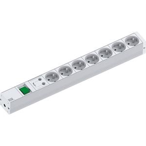 Bachmann 333.838 19 inch Stekkerdoos voor patchkast 1 HE Overspanningsbescherming Grijs-wit (RAL 7035), Aluminium-zilver