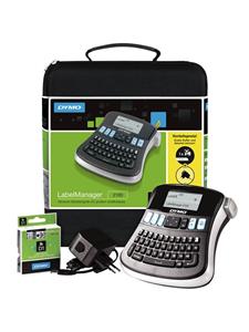 Dymo LabelManager 210D Handheld Label Maker Kit QWERTY Toetsenbord with 12mm Zwart on Wit D1 Labels & Carrying Case
