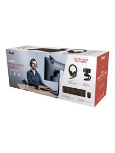 Trust Qoby 4-in-1 Home Office Set: Qoby 4-in-1 thuiskantoorset - Keyboard, mouse, headset and web camera set - Noords - Zwart