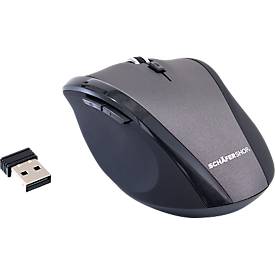 Schäfer Shop Select draadloze muis, 5 knoppen en scrollwiel, tot 1600 dpi, met USB dongle, zwart-grijs