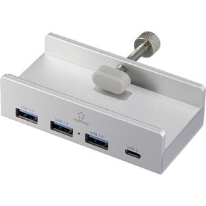 Renkforce RF-ACHB-350 USB 3.1 Gen 1-hub 1 + 3 poorten Met aluminium behuizing Zilver