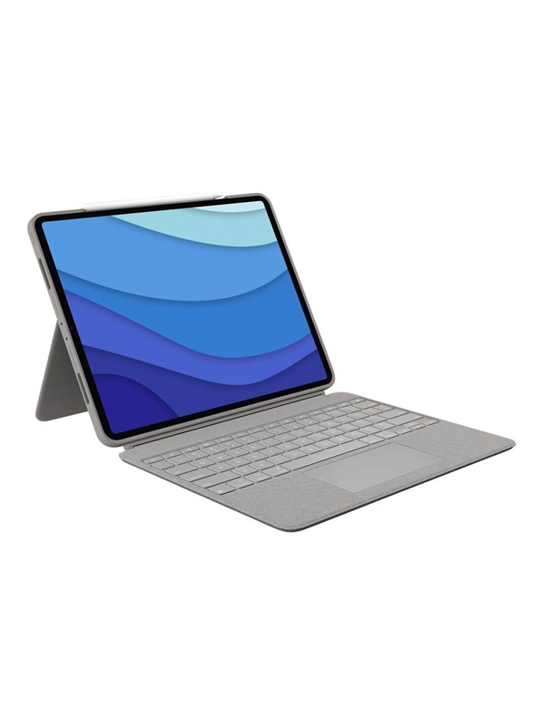 Logitech Combo Touch - Toetsenbord and folio case - with trackpad - QWERTY - UK - Tan - Keyboard and folio case - Engels - VK - Grijs