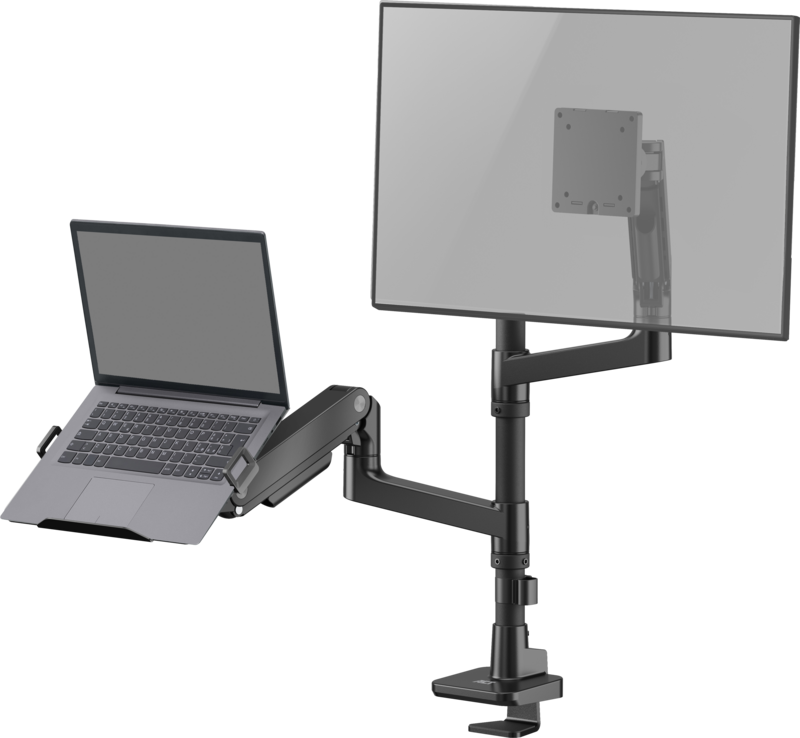 ACT AC8341 Monitorarm 49 inch met gasveer voor 1 monitor met laptophouder