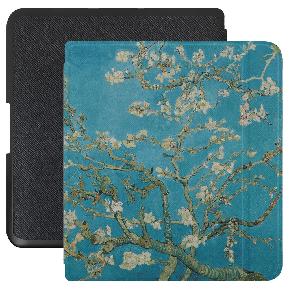 Lunso Kobo Forma hoes (8 inch) - Vegan Saffiano Leren sleepcover - Van Gogh Amandelbloesem