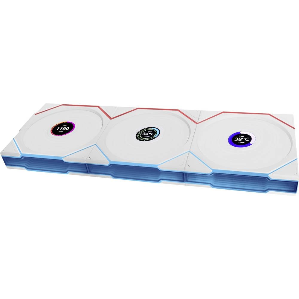 Lian Li UNI FAN TL Wireless LCD Lüfter, ARGB, PWM, 3er-Pack inkl. Controller PC-ventilator Wit (b x h x d) 120 x 28 x 124 mm