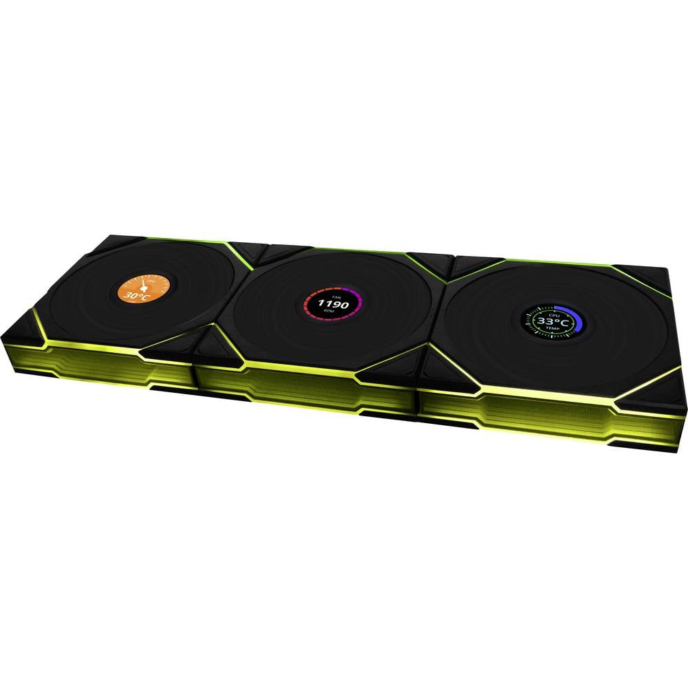 Lian Li UNI FAN TL Wireless LCD Lüfter, ARGB, PWM, 3er-Pack inkl. Controller PC-ventilator Zwart (b x h x d) 120 x 28 x 124 mm