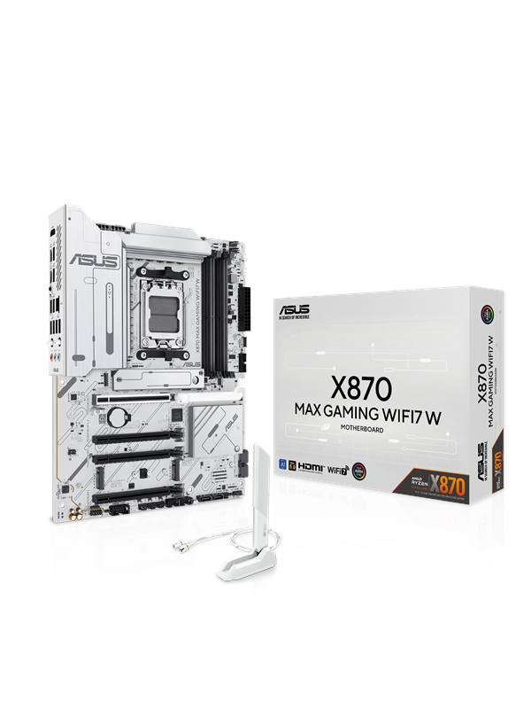 Asus X870 MAX GAMING WIFI7 WHITE Moederbord - AMD X870 - AMD AM5 socket - DDR5 RAM - ATX