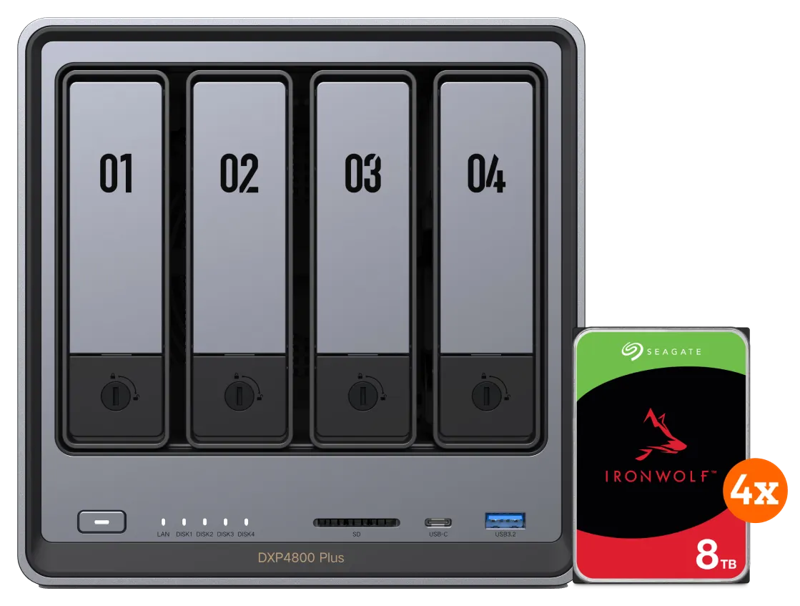 Ugreen NASync DXP4800 Plus + Seagate Ironwolf 8TB 4-Pack
