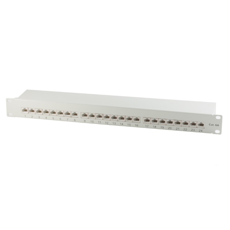 Goobay 19 inch patch panel | 24x RJ45 | CAT6a | STP | 1U | grijs