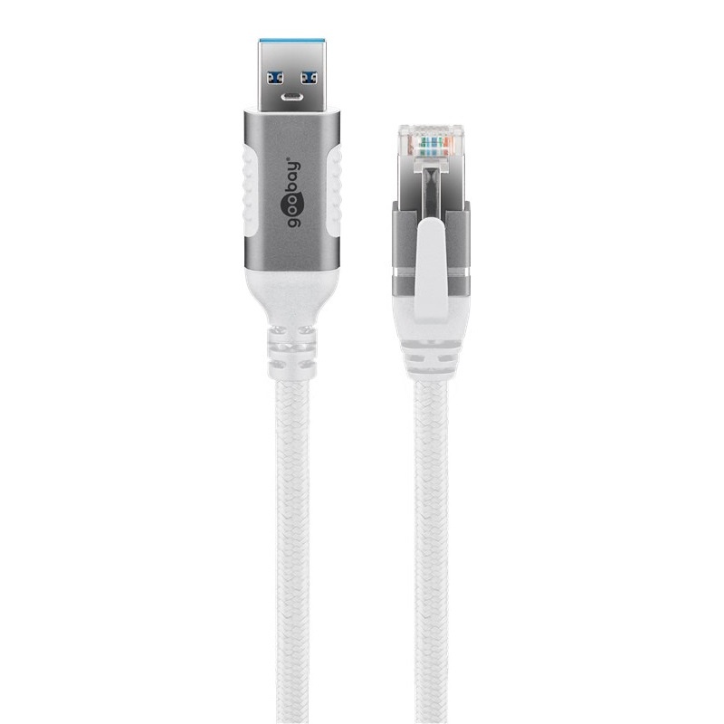 Goobay USB-A naar RJ45 LAN kabel | USB3.0 | CAT6 | wit | 1 meter