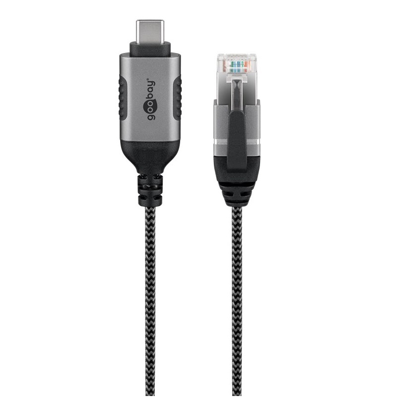 Goobay USB-C naar RJ45 LAN kabel | Slimline | USB3.0 | CAT6 | zwart | 1 meter