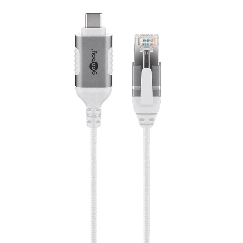 Goobay USB-C naar RJ45 LAN kabel | Slimline | USB3.0 | CAT6 | wit | 2 meter