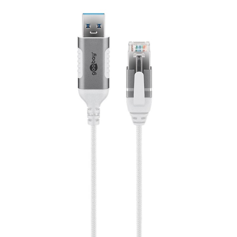 Goobay USB-A naar RJ45 LAN kabel | Slimline | USB3.0 | CAT6 | wit | 2 meter