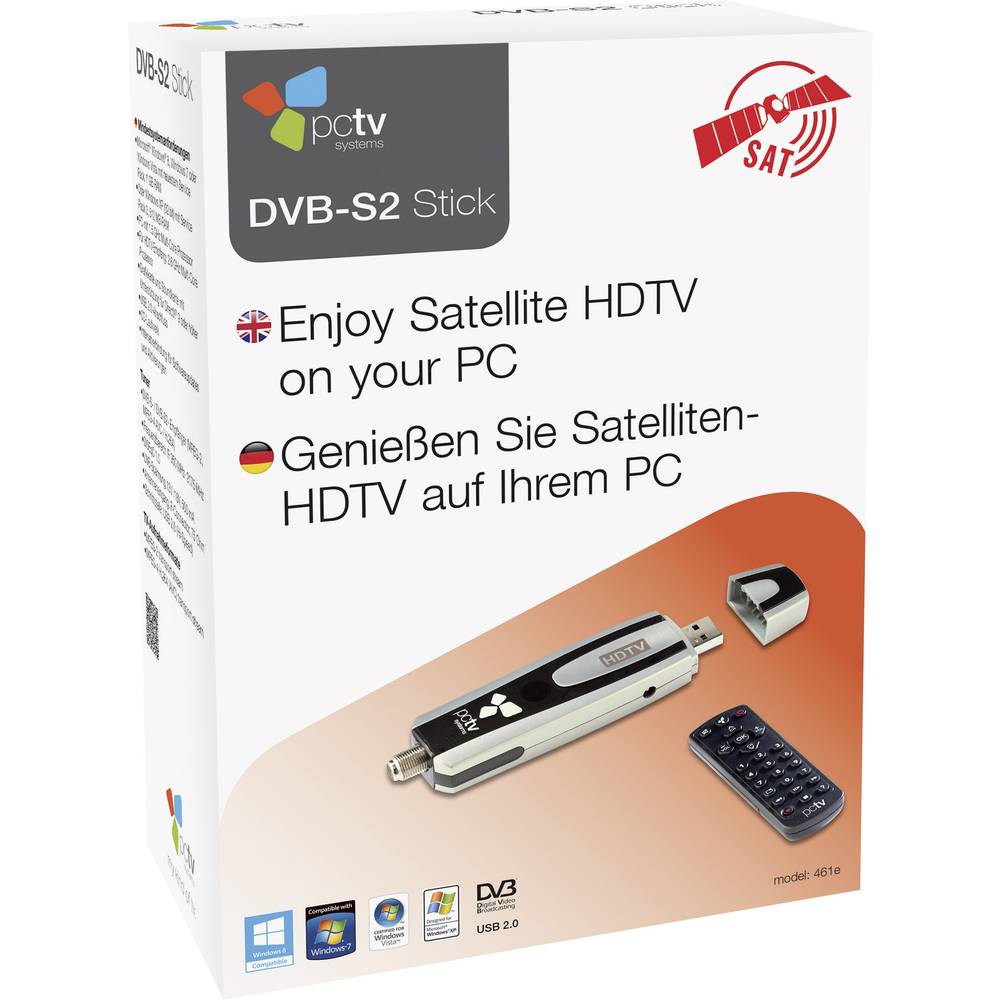 PCTV Systems DVB-S TV-stick  PCTV DVB-S2 Stick 461E Met afstandsbediening, Opnamefunctie Aantal tuners: 1
