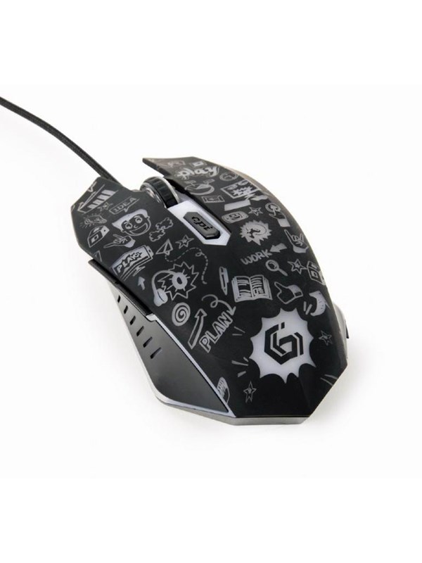 Gembird Wired optical mouse 6B Grafix - Muis - Optisch - 6 knoppen - Zwart