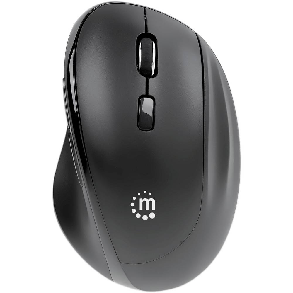 Manhattan 190237 Ergonomische muis Draadloos Optisch Zwart 3 Toetsen 800 dpi, 1200 dpi, 1600 dpi Ergonomisch, Geïntegreerd scrollwiel