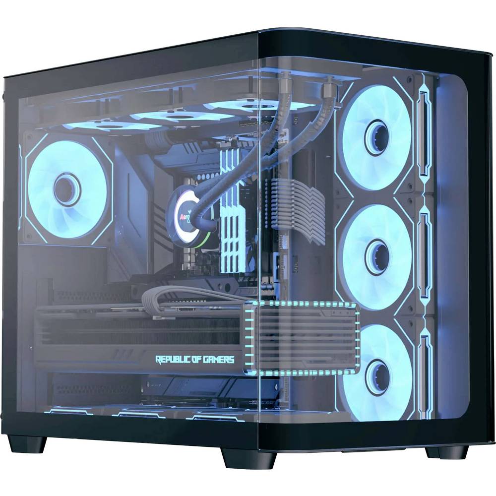 AeroCool P500C-G-BK-V1 Midi-tower PC-behuizing Zwart, Wit