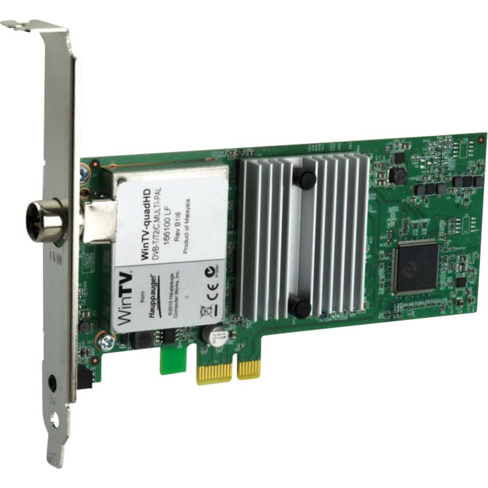 WinTV-quadHD DVB-T2, DVB-T, HD-kabel PCIe x1-Card Met afstandsbediening Aantal tuners: 4