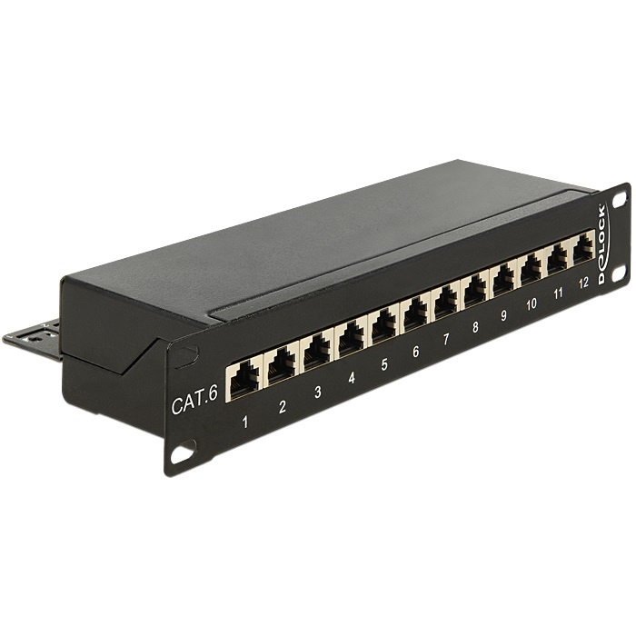 DeLOCK 10 inch patch panel | 12x RJ45 | CAT6 | STP | 1U | zwart