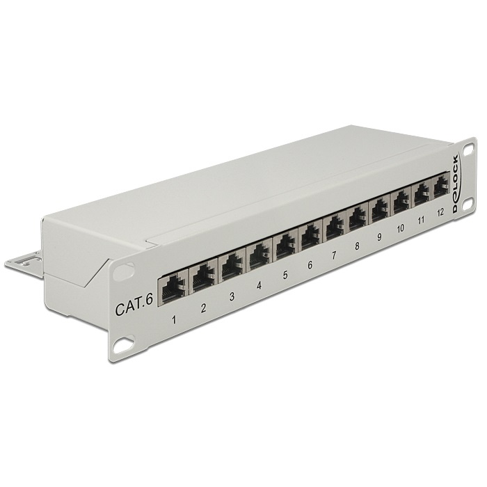 DeLOCK 10 inch patch panel | 12x RJ45 | CAT6 | STP | 1U | grijs