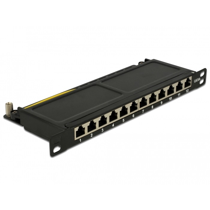 DeLOCK 10 inch patch panel | 12x RJ45 | CAT6a | STP | 0,5U | zwart