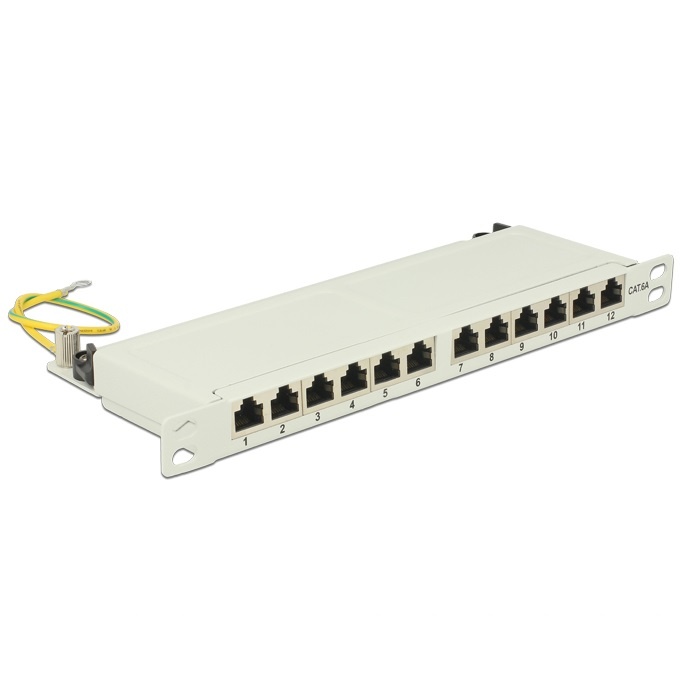 DeLOCK 10 inch patch panel | 12x RJ45 | CAT6a | STP | 0,5U | grijs