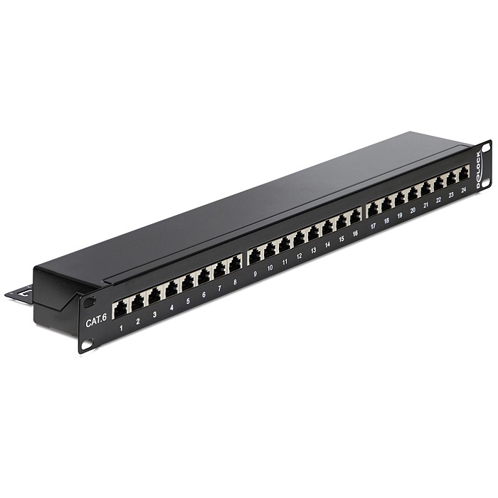 DeLOCK 19 inch patch panel | 24x RJ45 | CAT6 | STP | 1U | zwart
