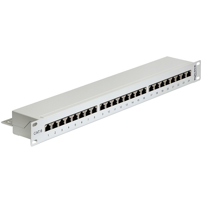 DeLOCK 19 inch patch panel | 24x RJ45 | CAT6 | STP | 1U | grijs