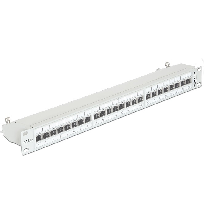 DeLOCK 19 inch patch panel | 24x RJ45 | CAT6a | STP | 1U | grijs