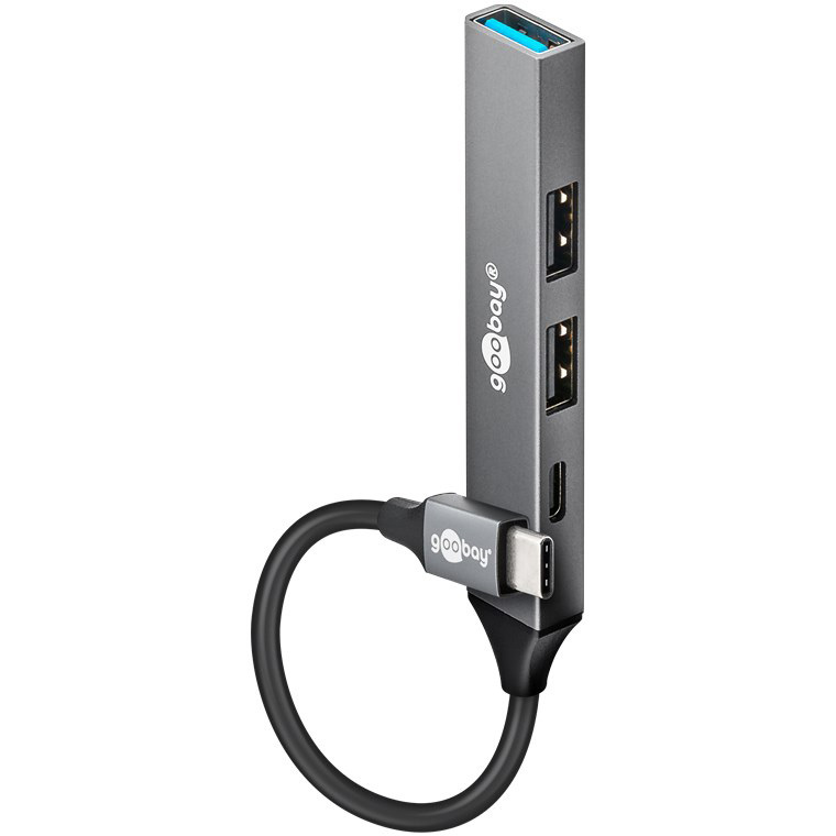 Goobay Slanke USB-hub met 4 poorten, USB-C naar USB-C/USB-A, 5 Gbit/s USB-hub
