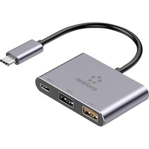 Renkforce RF-TCH-100 USB 3.0-hub 3 poorten Met USB-C stekker Grijs