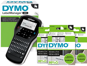 Dymo LabelManager 280 Labelmaker + 3 extra labels