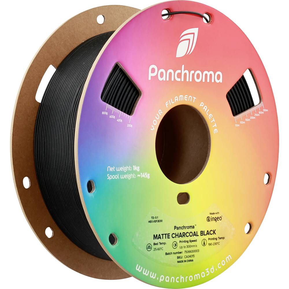 Polymaker CA04015 Panchroma™ Matte Filament PLA kunststof Mat, Gering kunststofgehalte 1.75 mm 1000 g Charcoal Black, Zwart 1 stuk(s)