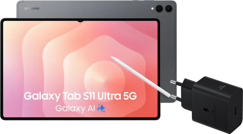 Samsung Galaxy Tab S11 Ultra 14,6 inch 256GB Wifi en 5G Grijs + Oplaadpakket