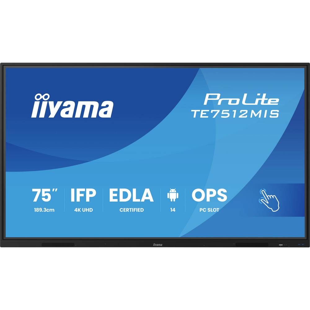 Iiyama TE7512MIS-B4AG Digital Signage display Energielabel: G (A - G) 189.3 cm 75 inch 3840 x 2160 Pixel 24/7